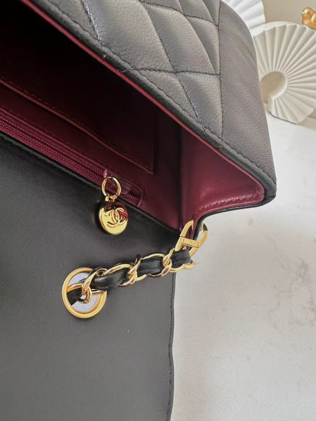 Ch*el small diana flap bag lambskin gold hardware 22.5x14x7cm