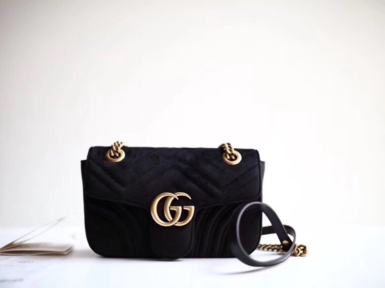 GG Marmont Velvet Shoulder Bag 22cm