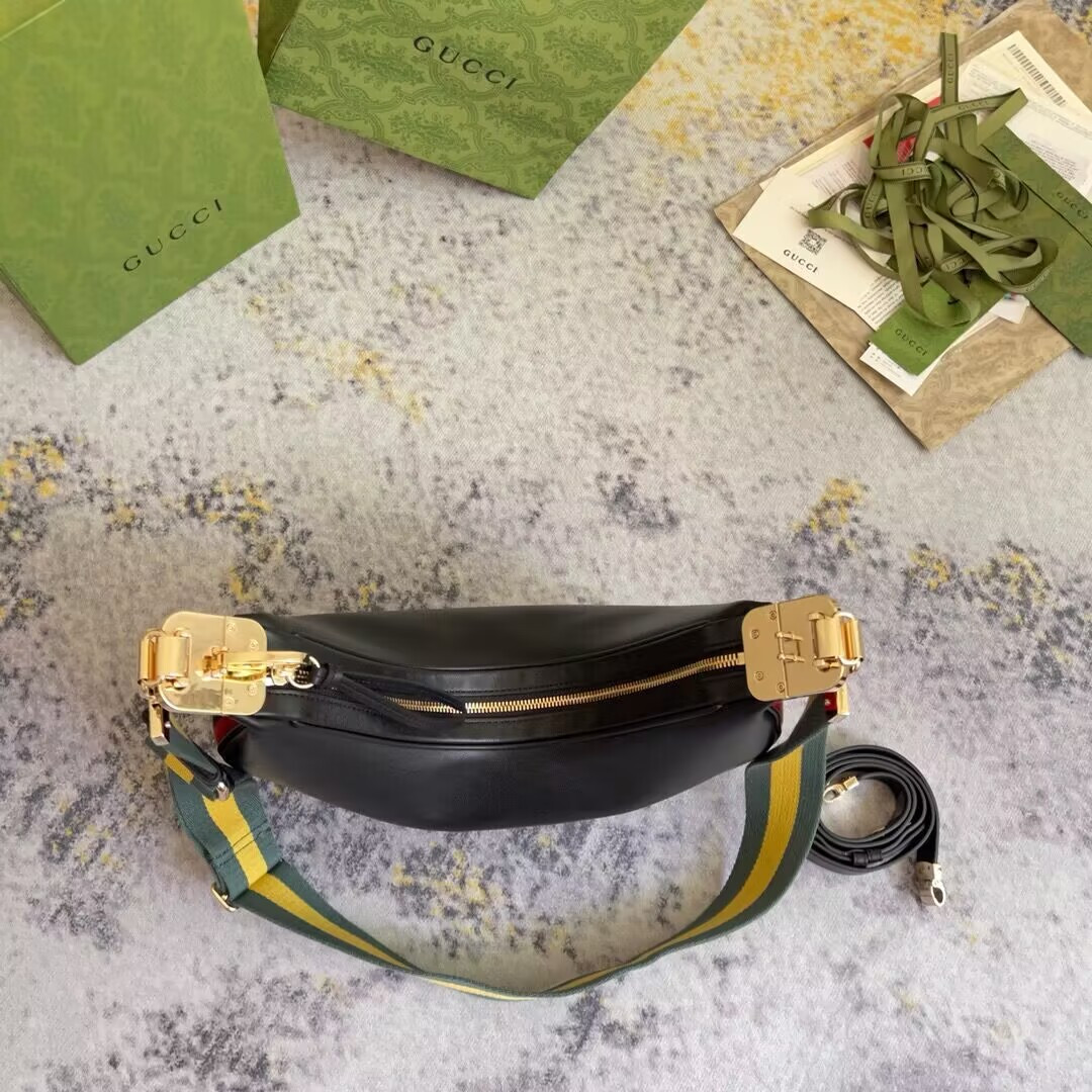 G*u*i attache medium shoulder bag black 13.8″w x 12.6″h x 2.4″d