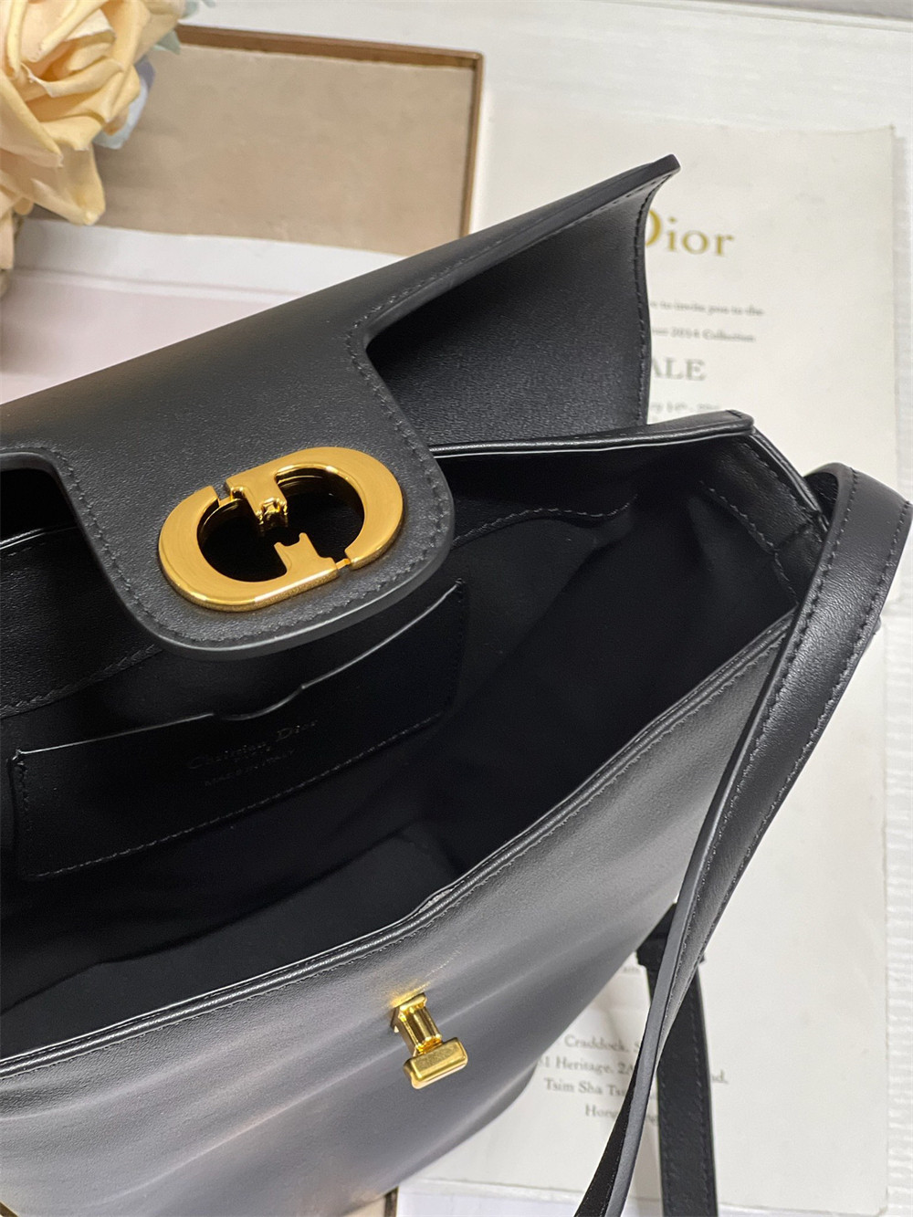 D*or 30 montaigne large chain bucket bag black 17x7x18cm