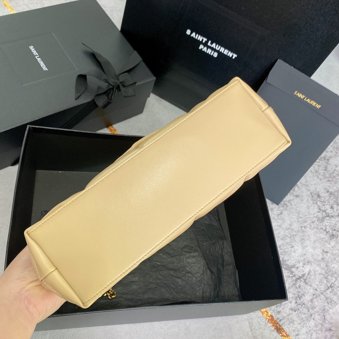 Y*L puffer small in nappa leather beige 11.4 x 6.6 x 4.3 inches