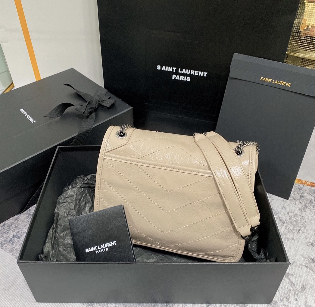 Y*L niki baby in vintage leather beige 8.2 x 6 x 2.9 inches