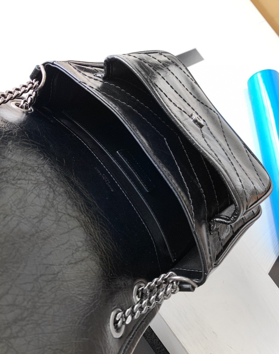 Y*L niki baby in vintage leather black 21x16x7.5cm