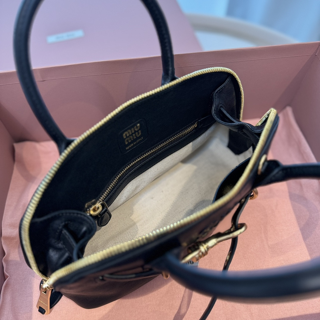 Miu Miu Aventure nappa leather top-handle bag 16.5x28x10cm