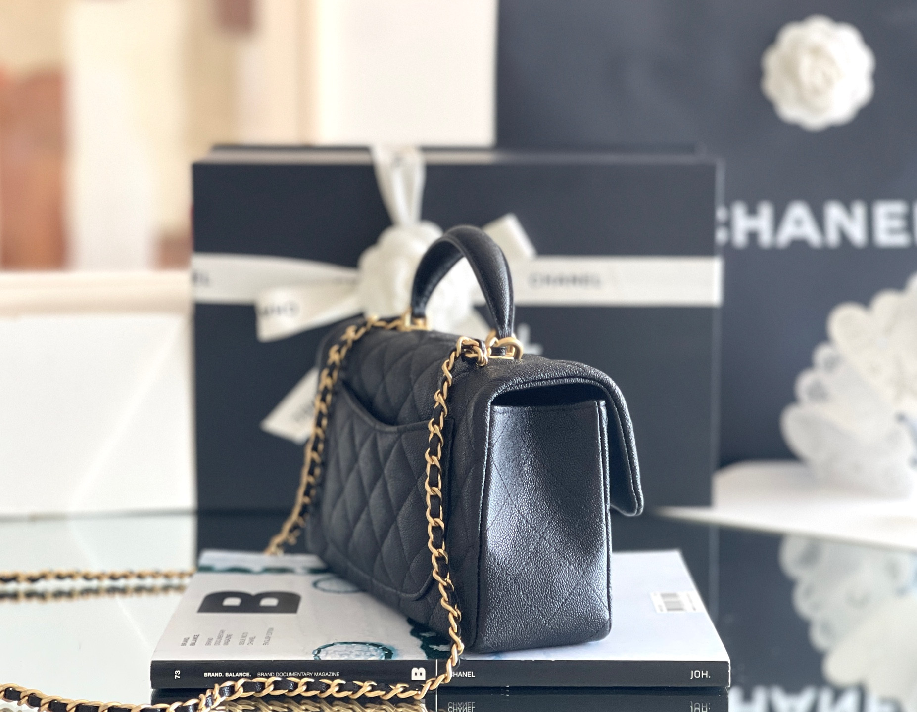 Ch*el mini classic handbag with top handle 13x20x9cm