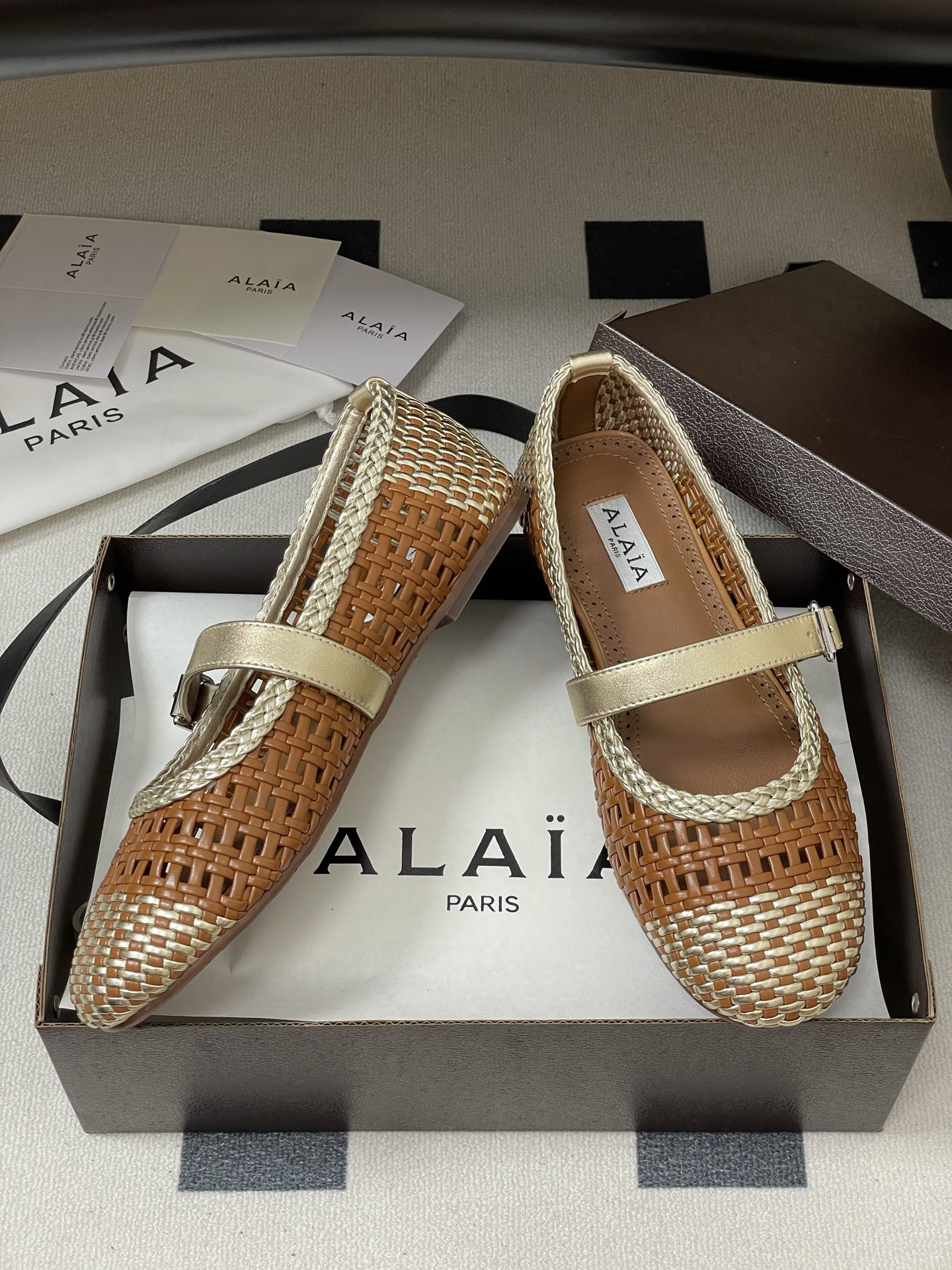 UA Alaïa Hollow Woven Mary Jane Flats(Customized Size 7-10 days production time)
